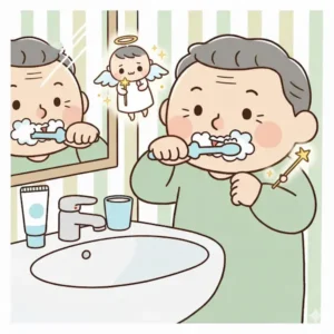 歯磨きをしている男性のイラスト画像