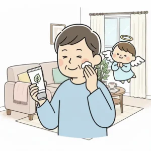 保湿クリームを塗っているイラスト画像