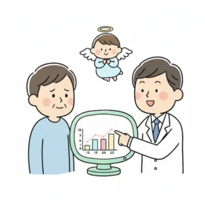医師の説明を聞いている患者のイラスト画像
