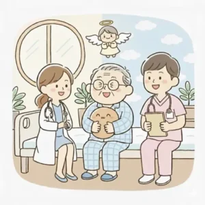 医師と談笑している患者のイラスト