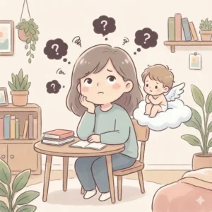 頭の上に？マークが沢山ある女性のイラスト